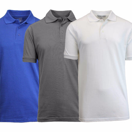 3 Pack - Men's Pique Polo Shirt - Uniform - Lounge- Casual - Free Shipping- NWT