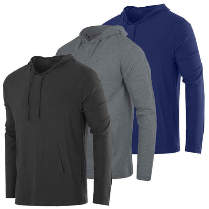 3-Pack Men's Hoodie Shirts Long Sleeve Fishing Shirts Outdoor Skin Protection