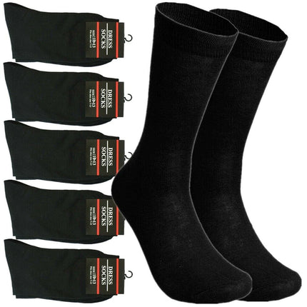 3-12 Pairs Mens Solid Black Cotton Casual Formal Classic Dress Socks Size 10-13 - PremiumBrandGoods