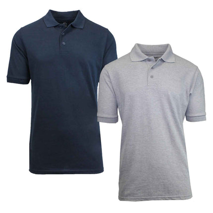 2-Pack Mens Short Sleeve Pique Polo Shirts Uniform Fitted Color Solid (S-2XL)