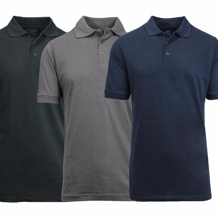 3 Pack - Men's Pique Polo Shirt - Uniform - Lounge- Casual - Free Shipping- NWT