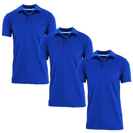 Men's Short Sleeve Moisture Wicking Polo Shirts Lounge Running Gym 3-PACK NEW
