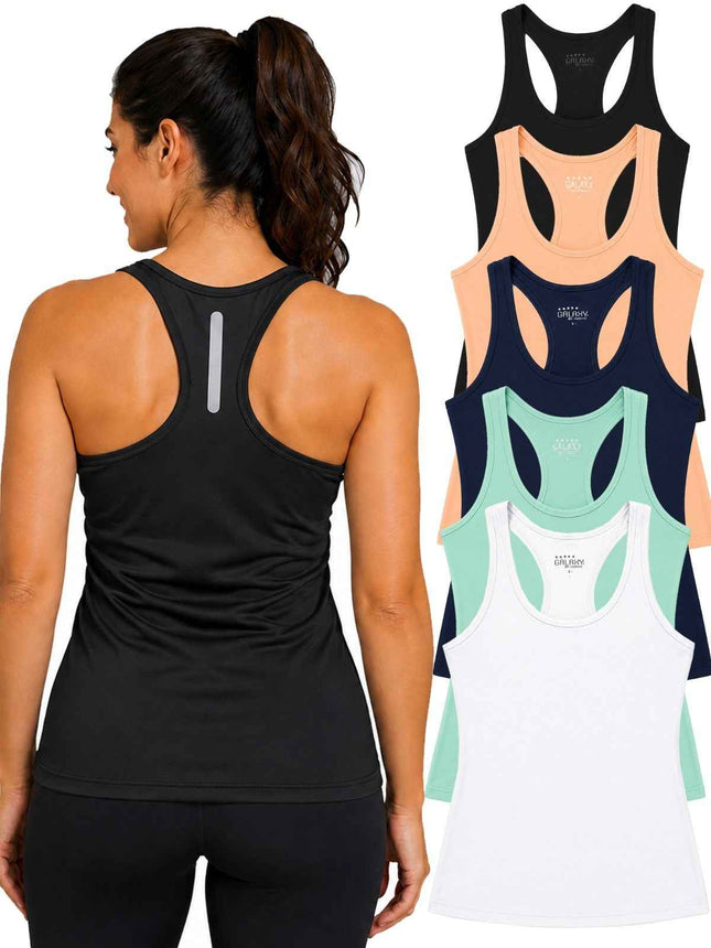 Women's Moisture-Wicking Sport Racerback Tank Tops Shirt 5 PACK(S-3XL) FREE SHIP