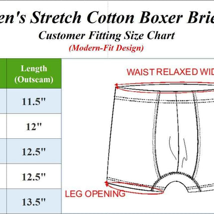 Men's  Stretch Cotton Boxer Briefs (6-Pack) (Sizes: S-2XL) NWT Free Shipping