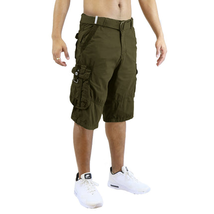 Men's Distressed Washed Cotton Cargo Shorts With Belt (Size 30-42) NEW FREE SHIP