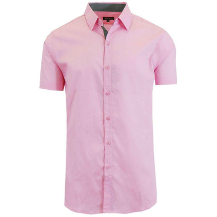 Mens Short Sleeve Solid Dress Shirt Slim Fit Button Down Casual NWT (S-5XL)
