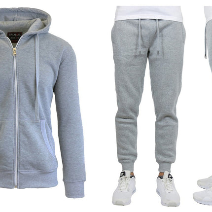 Men's Fleece Lined Hoodie & Jogger Sweatpants Set Activewear Lounge (S-2XL)