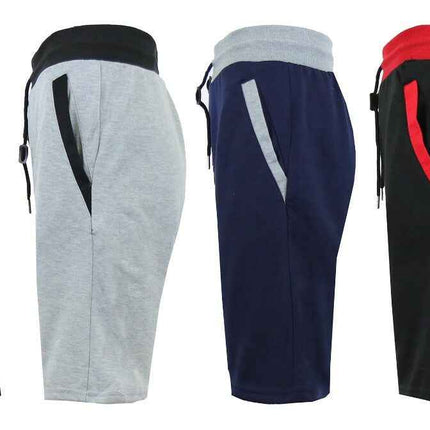 Men's French Terry Jogger Sweat Lounge Shorts With Contrast Color Trim Design