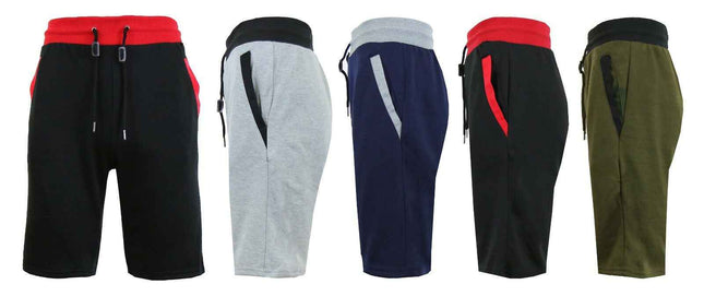 Men's French Terry Jogger Sweat Lounge Shorts With Contrast Color Trim Design