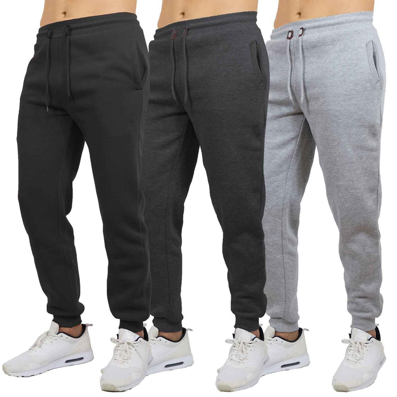 Mens Jogger Pants Sweatpants French Terry Active Gym Lounge Sleep Skinny Fit NEW