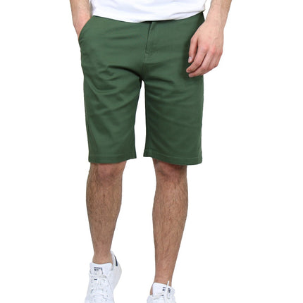 Mens Flat Front Twill Chino Shorts Work Lounge Casual Hiking Summer Pockets NWT