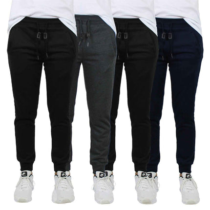 4 PACK Mens Jogger Pants Sweatpants Active Gym Lounge Running Slim Fit NWT