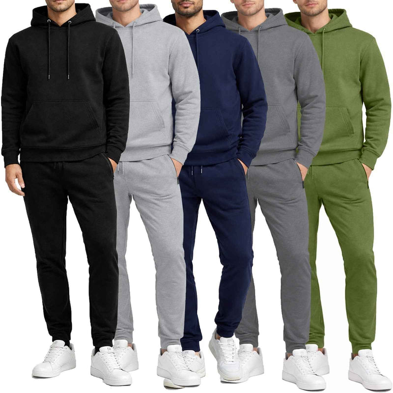 Men's Soft Fleece Cotton Blend Pullover Hoodie & Sweatpants Jogging Set