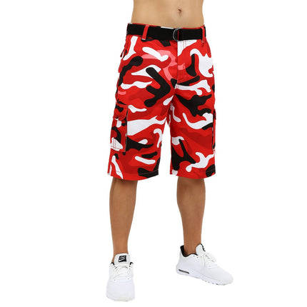 Men's Distressed Washed Cotton Cargo Shorts With Belt (Size 30-42) NEW FREE SHIP