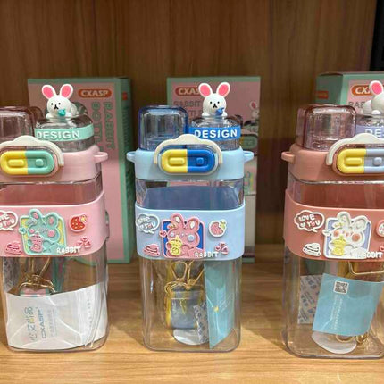 Cartoon rabbit square double drink plastic cup 550ML - PremiumBrandGoods