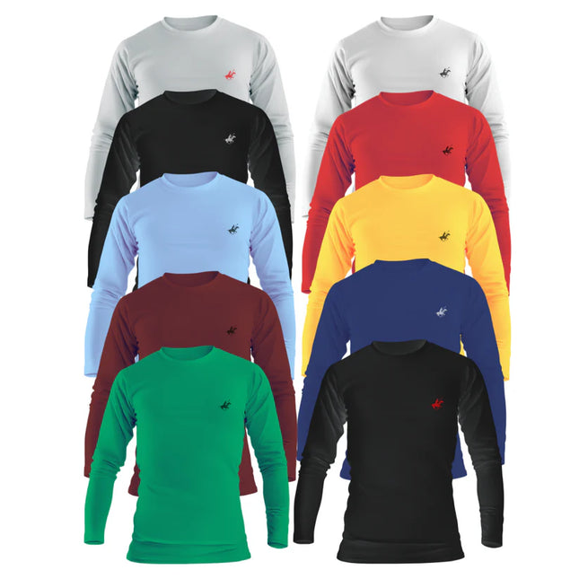 Mens Long Sleeve Shirt w Horse Emblem  6/12 Pack 100% Cotton 10+ Colors Assorted - PremiumBrandGoods