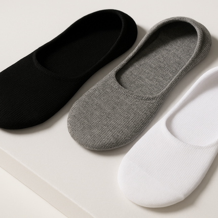 Black, grey, and white socks