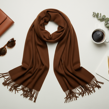 Brown Scarf Flat Lay Styling