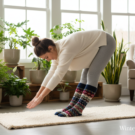 Women's Wool Blend Winter Socks - Assorted 6-Pack Nordic Pattern Warm Socks