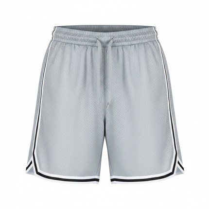 Men's Activewear Dazzle Shorts in Light Grey with black and white stripes