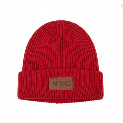 Thermal Winter Beanie Hat Plush Fleece Lined Ribbed Knit Hat Unisex NYC Style
