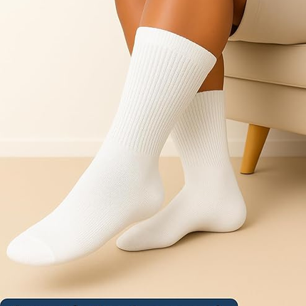 Diabetic Crew Socks Non-Binding Cotton Health Circulatory for Men and Women Multi-Pack 9-15