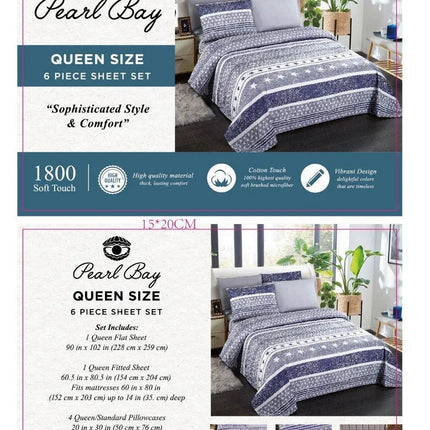 Pearl Bay 6 Piece Bed Sheet Set (12 Styles) - PremiumBrandGoods