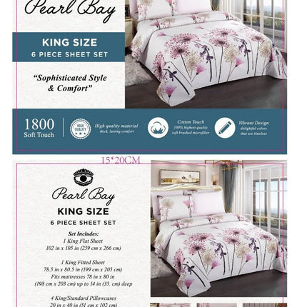 Pearl Bay 6 Piece Bed Sheet Set (12 Styles) - PremiumBrandGoods