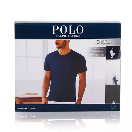 Polo Ralph Lauren Men's Cotton Crewneck Undershirt - 3-Pack Slim Fit Short-Sleeve T-Shirts Size XL