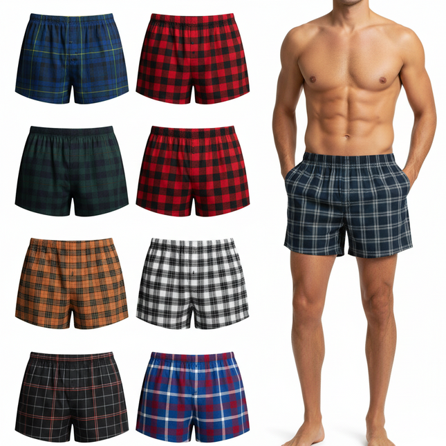 Draft Men's Tartan Plaid Boxer Shorts 6 Pack Cotton Blend Moisture Wicking S-4XL (Copy)
