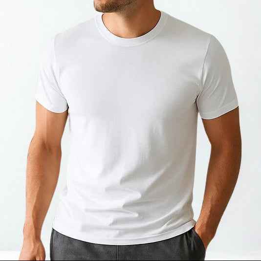 (Draft) Men’s Short Sleeve Crew Neck T-Shirt – Soft Cotton Casual Basic Tee for Everyday Wear, White