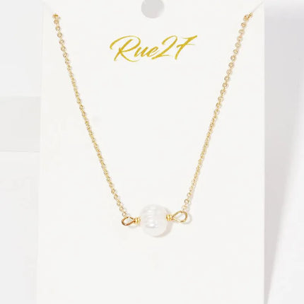 Dainty Glass Pearl Pendant Choker Necklace - PremiumBrandGoods