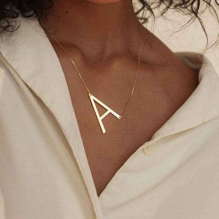 Fashionable Initial Pendant Chain Necklace Stainless Steel