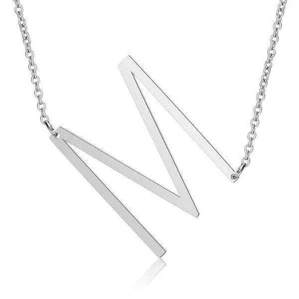 Fashionable Initial Pendant Chain Necklace Stainless Steel