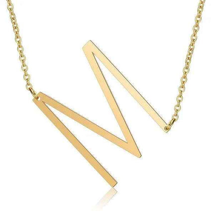 Fashionable Initial Pendant Chain Necklace Stainless Steel