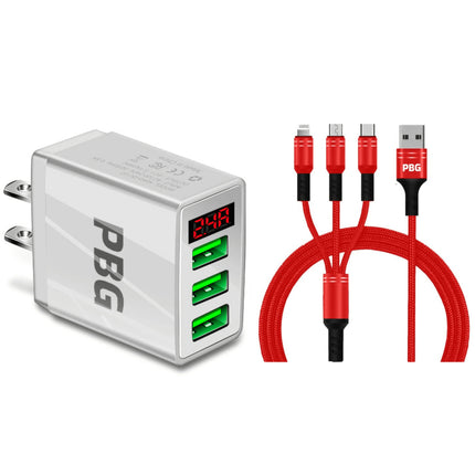 Red 3-in-1 Fast Charging Cable | phone wall charger