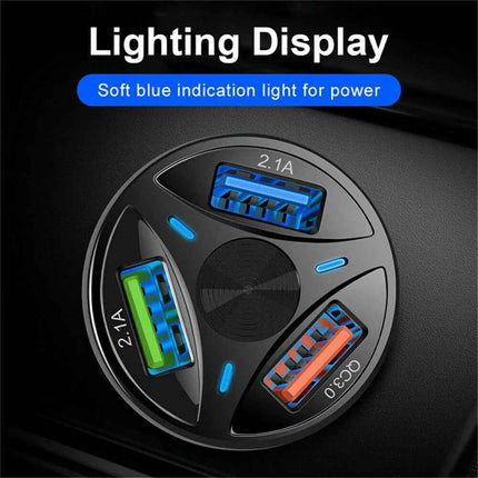 Fast 7A 3-Port USB Car Charger & Durable iPhone Cable Combo