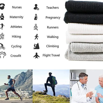 6 Pairs Physicians Approved Diabetic Crew Socks Unisex Black/Grey/White - PremiumBrandGoods